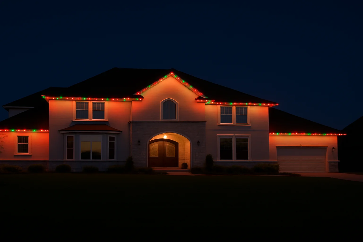 CHIPR LUX Christmas lighting roofline in Red & Green