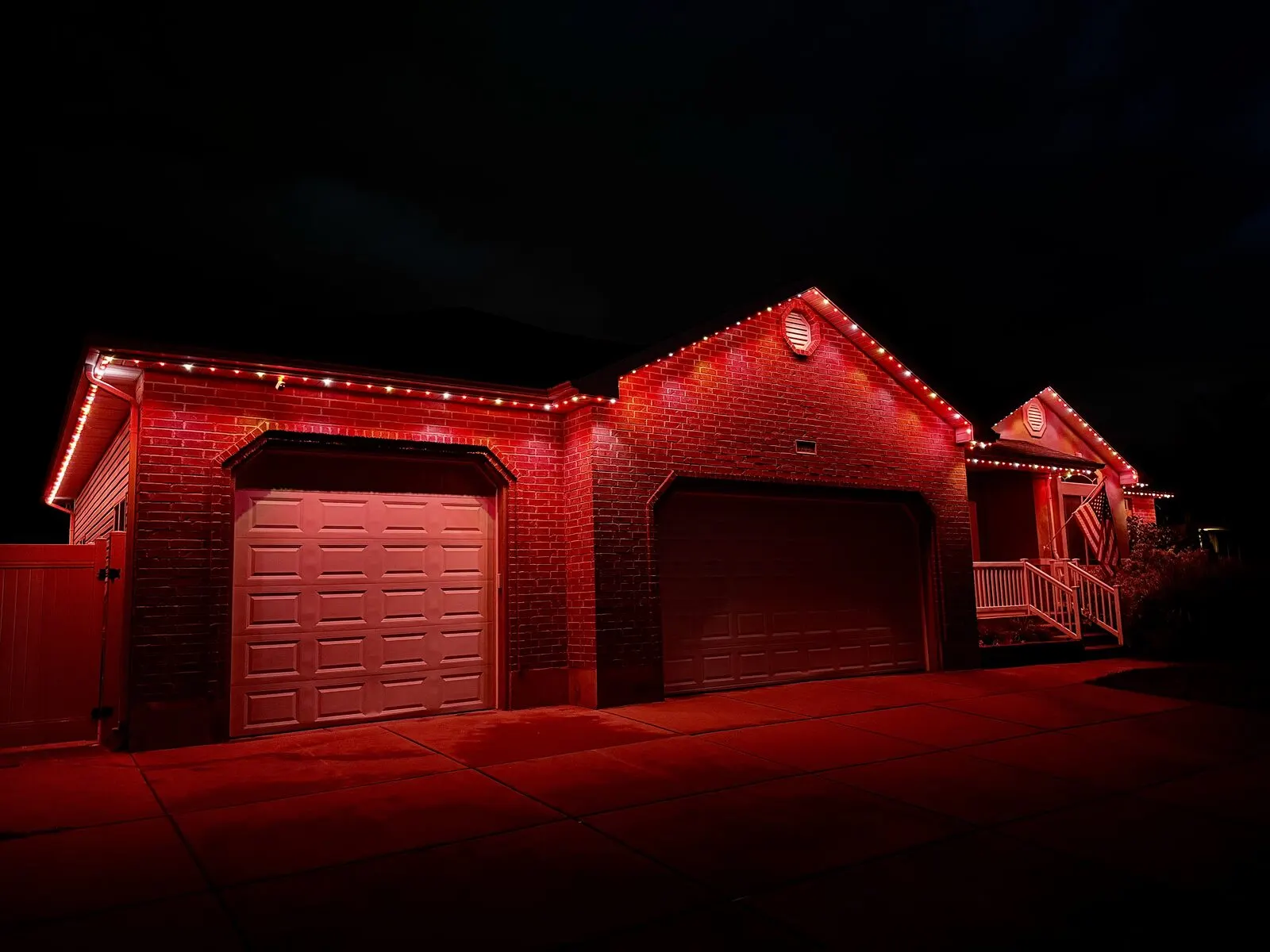 Team colors across your roofline. permanent roofline lighting